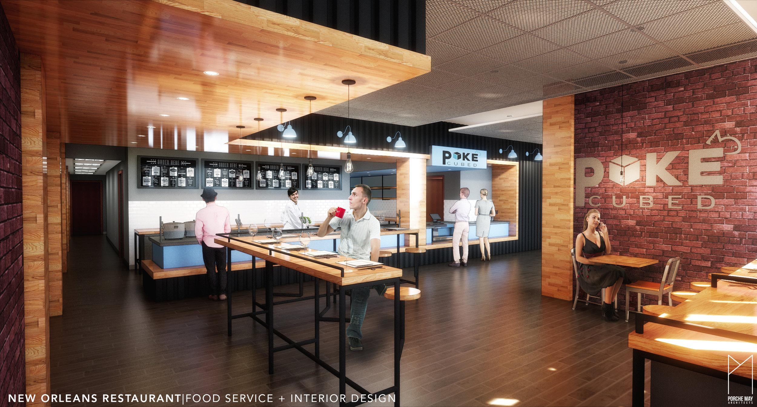 Located on St. Charles Ave in New Orleans, LA, this new "Poke"-style restaurant creates a contemporary vibe in a historical building. Porche|May provided full services including food service design, interior design and architectural services.