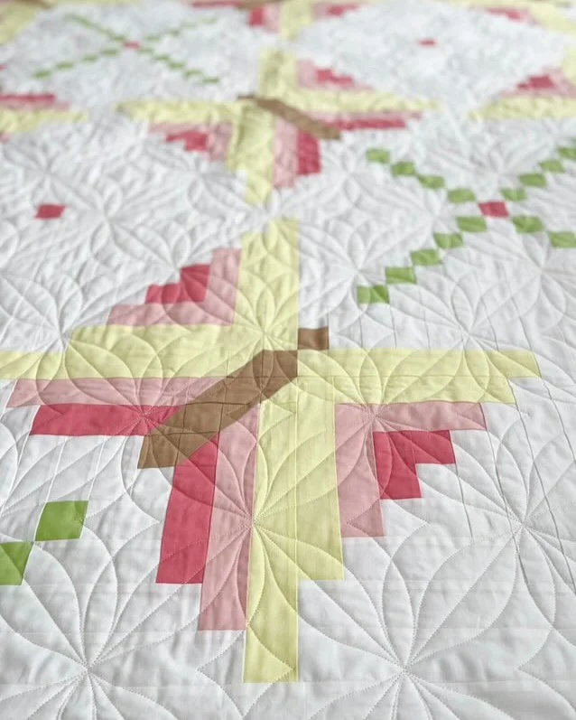 It has taken time for me to share this quilt. I just love how it turned out and am emotional about its meaning! It is a quilt I made for my daughter and for her bridal shower. I can’t believe she’s getting married in a few months!
The b
