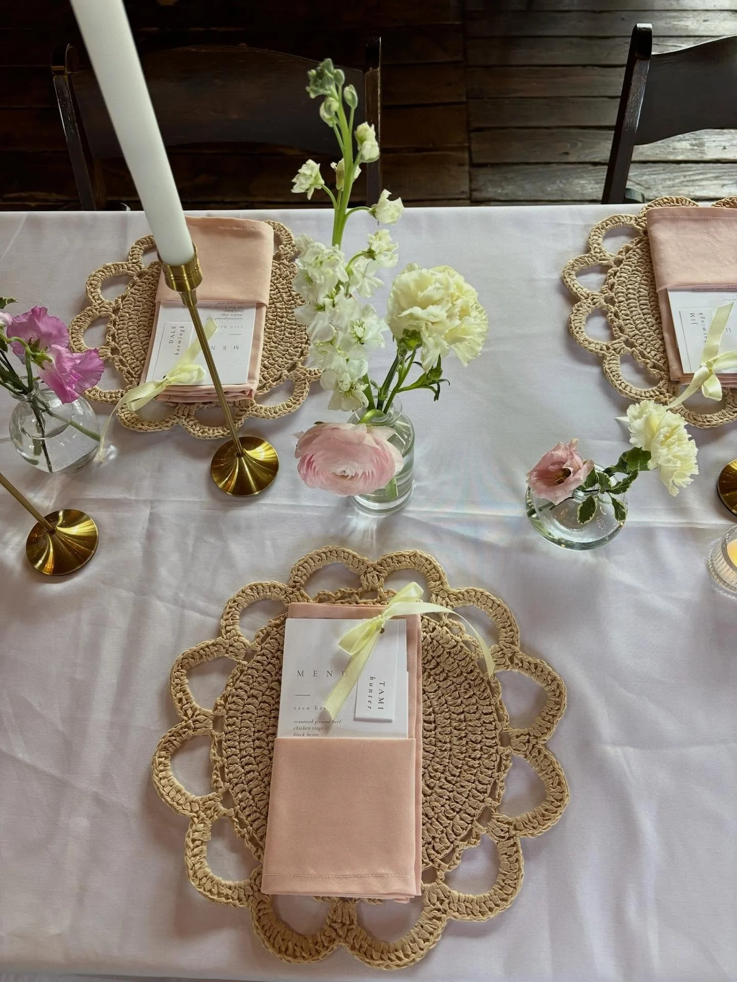 It’s been a bit since I shared a craft project! But here’s my big project from the past year or so—crocheting for my daughter’s wedding! I loved every moment of planning it with her! It was a beautiful day.
Crochet placemats