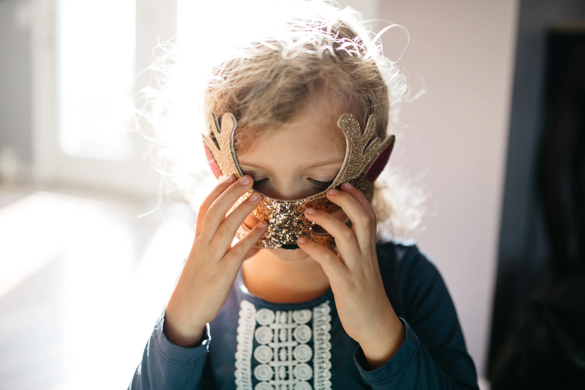 girl with deer mask