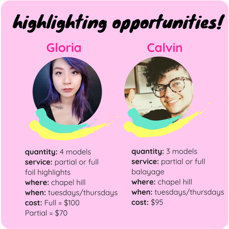 send a photo of your hair to model@moshimoshimeanshello.com and the service you're interested in and a Moshette will get back with you!