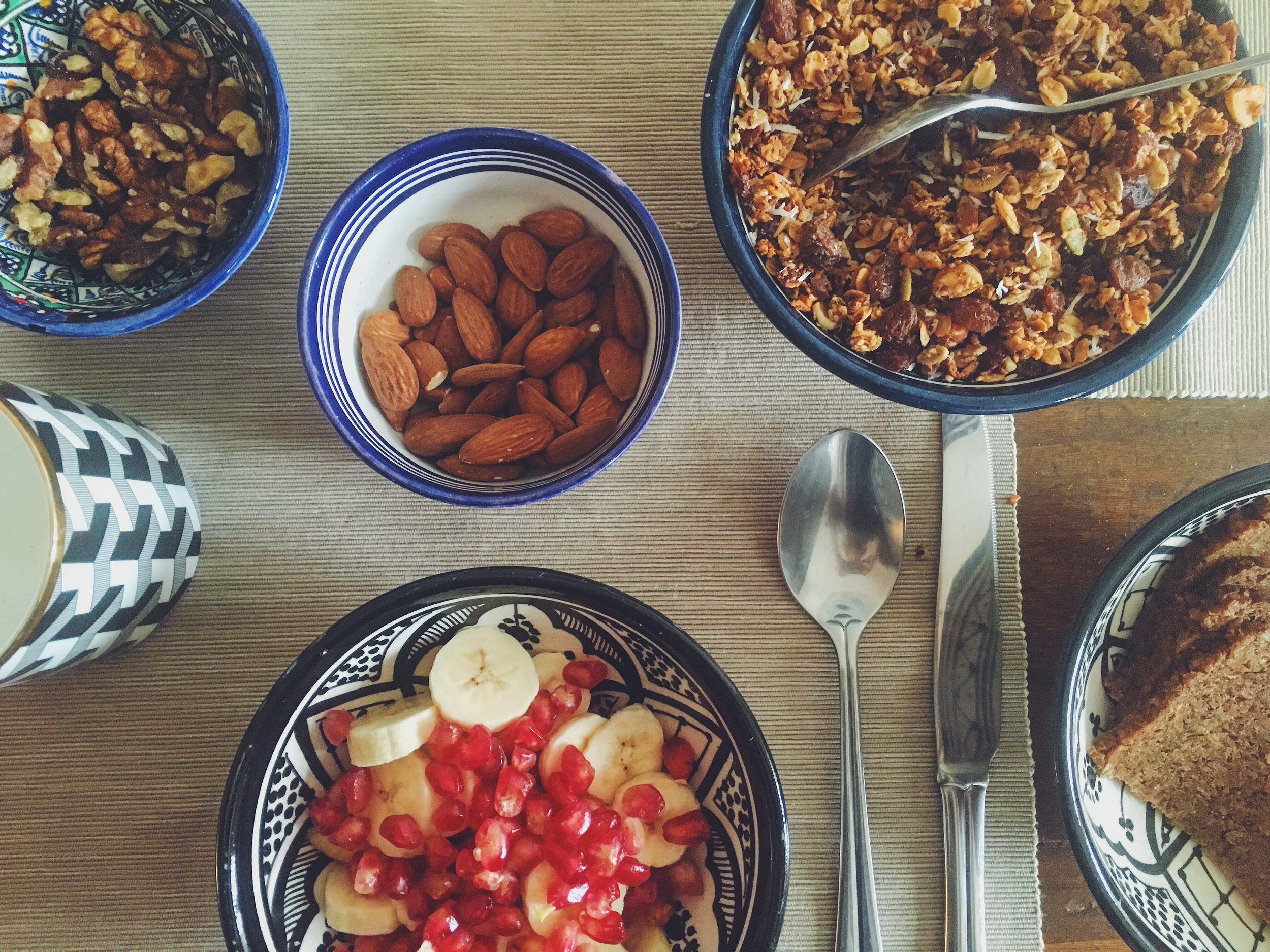 Homemade granola and ingredients for DIY bowl :)