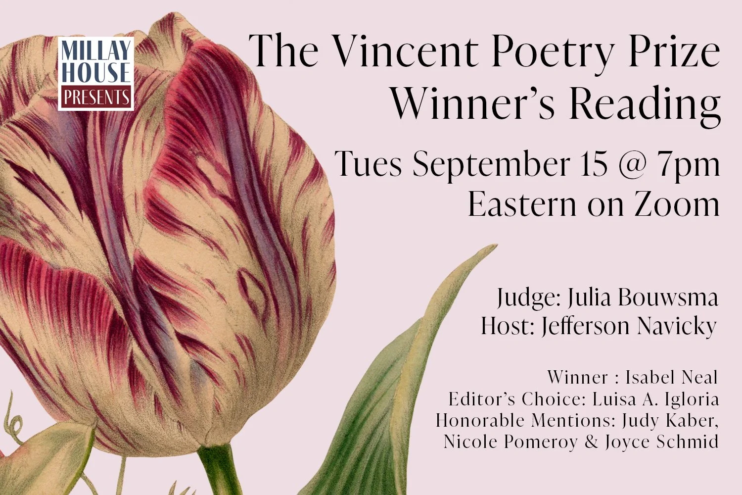 The Vincent Poetry Prize Winner's Reading