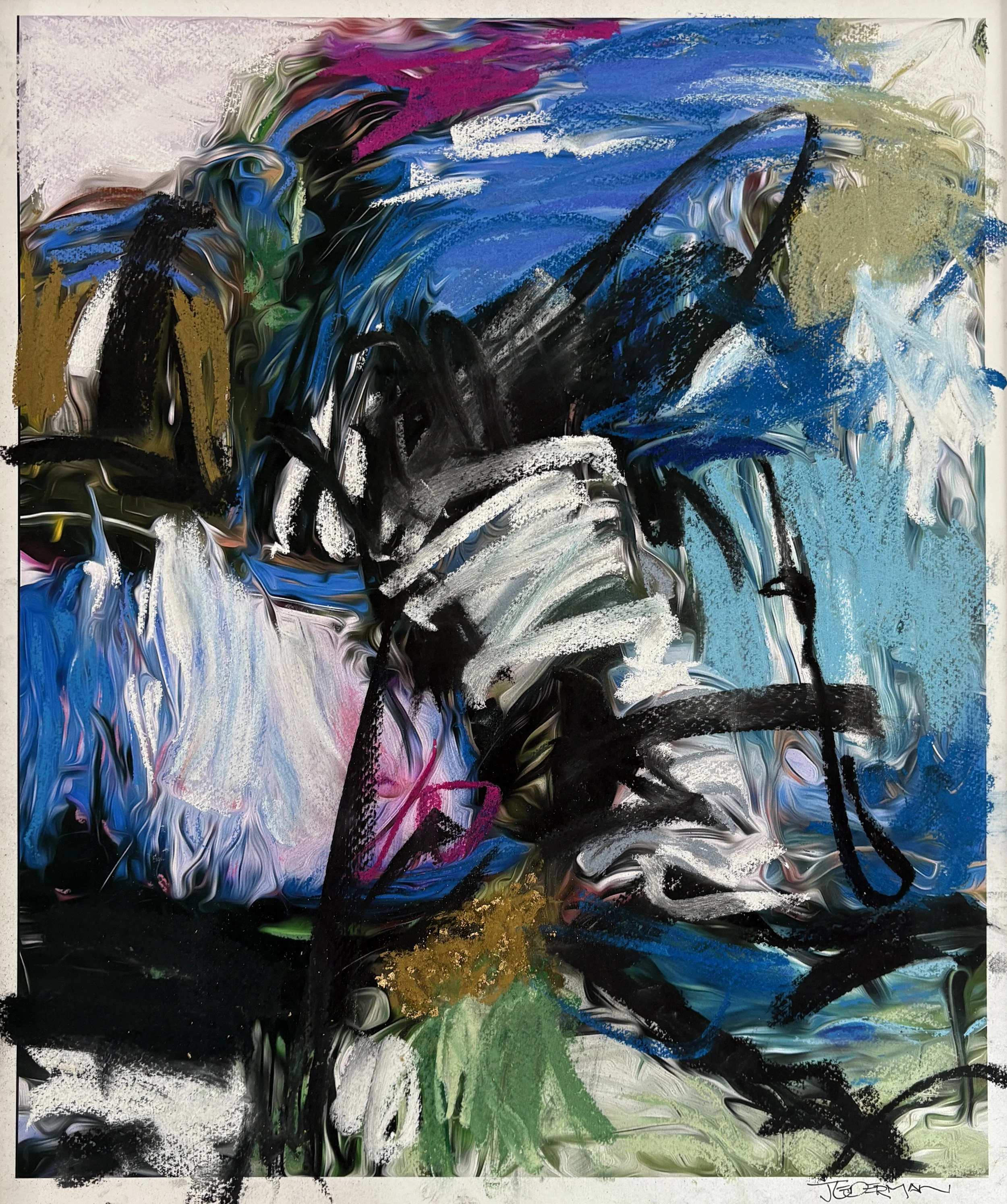   A hybrid giclee print / pastel drawing + gold leaf  