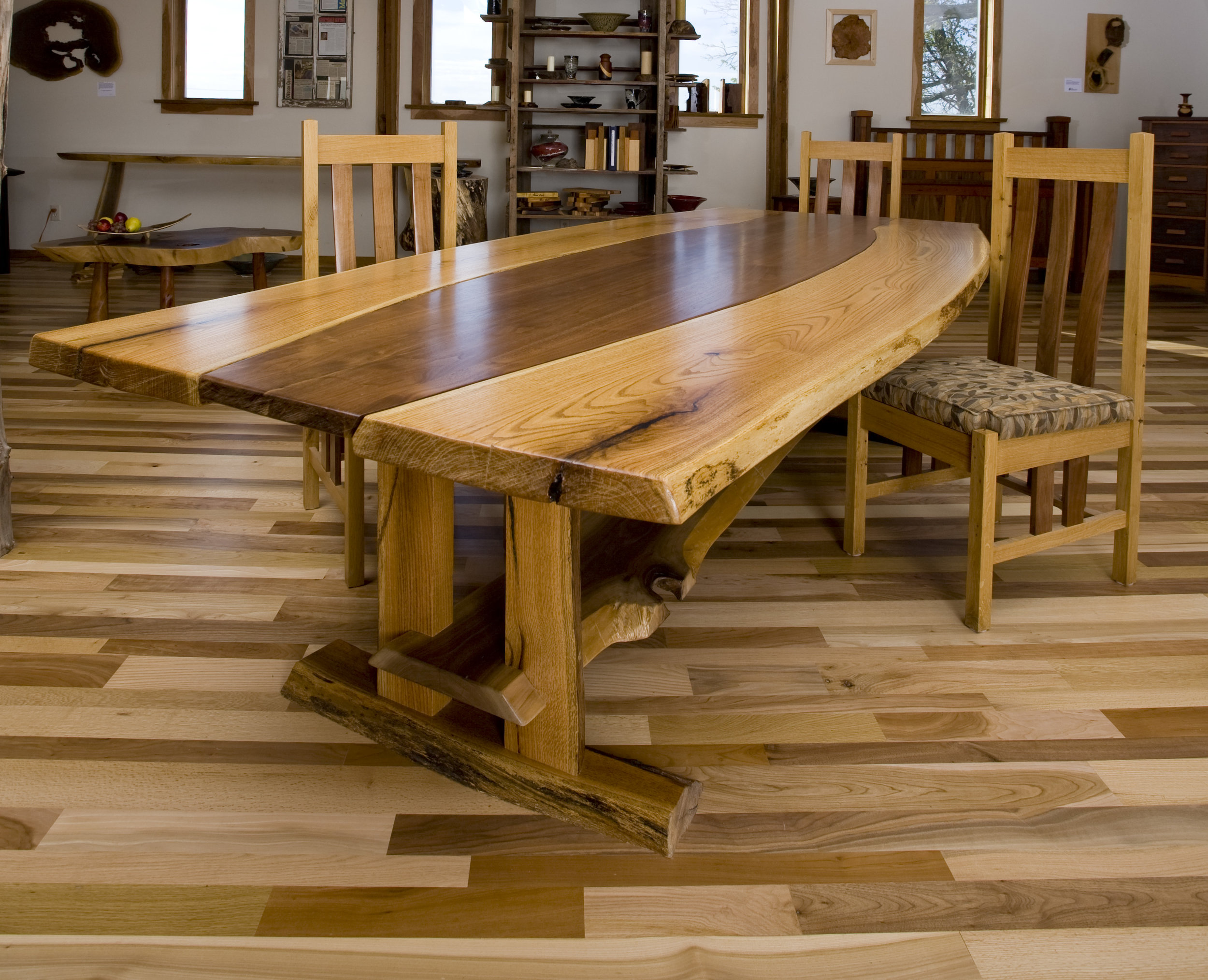 Live Edge White Oak and Walnut Conference Table