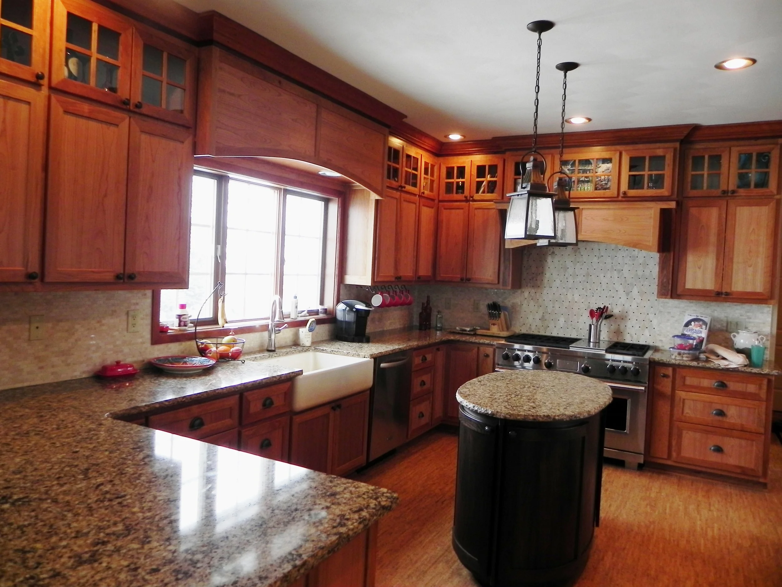 Cherry Kitchen with Walnut Island