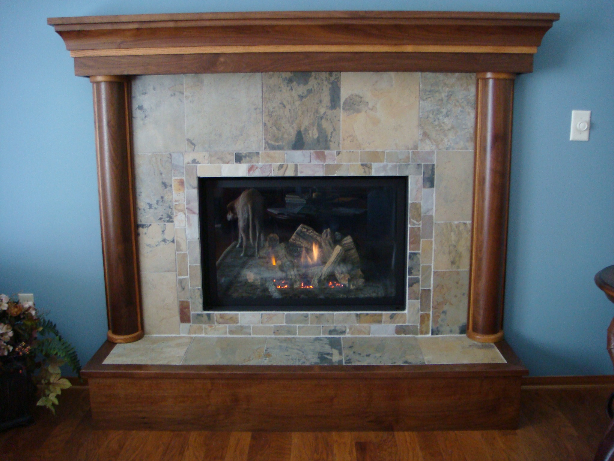 Walnut Mantle with White Oak Accents
