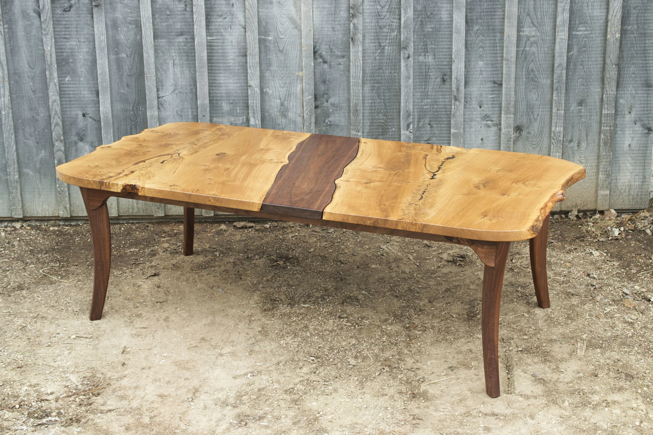 Oak and Walnut Leaf Table