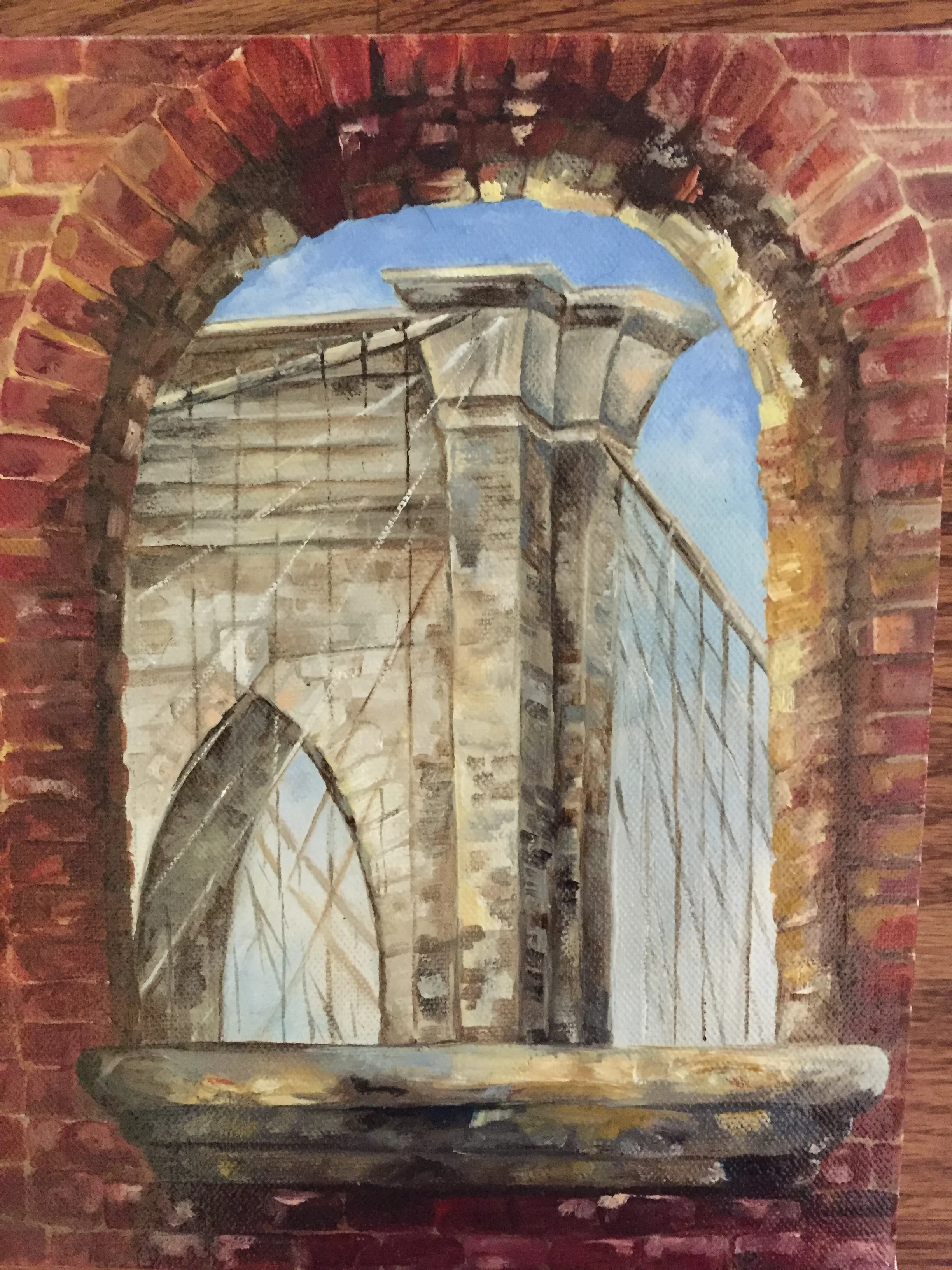 Brooklyn Bridge Back - Oil on Canvas 8''x 10'' $250