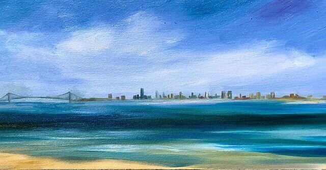 Crystal Clear day at North Beach!#beachvibes #cityview #verrazanobridge #galleryprettyart #artistsoninstagram