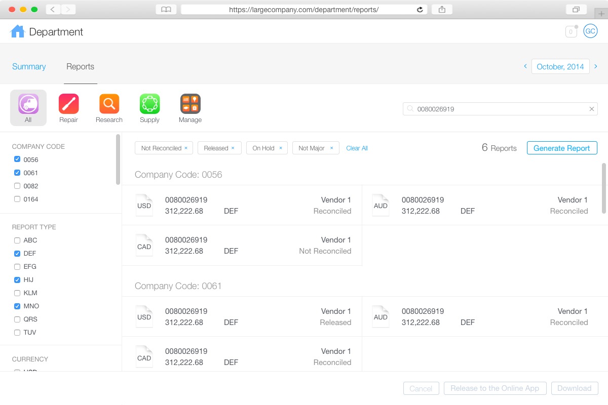 Add some report status filters.