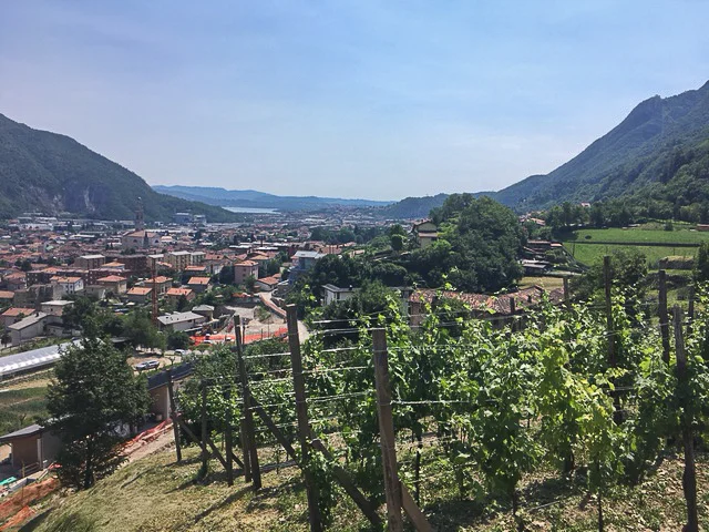 The Casina Don Guanella farm overlooking Lecco.