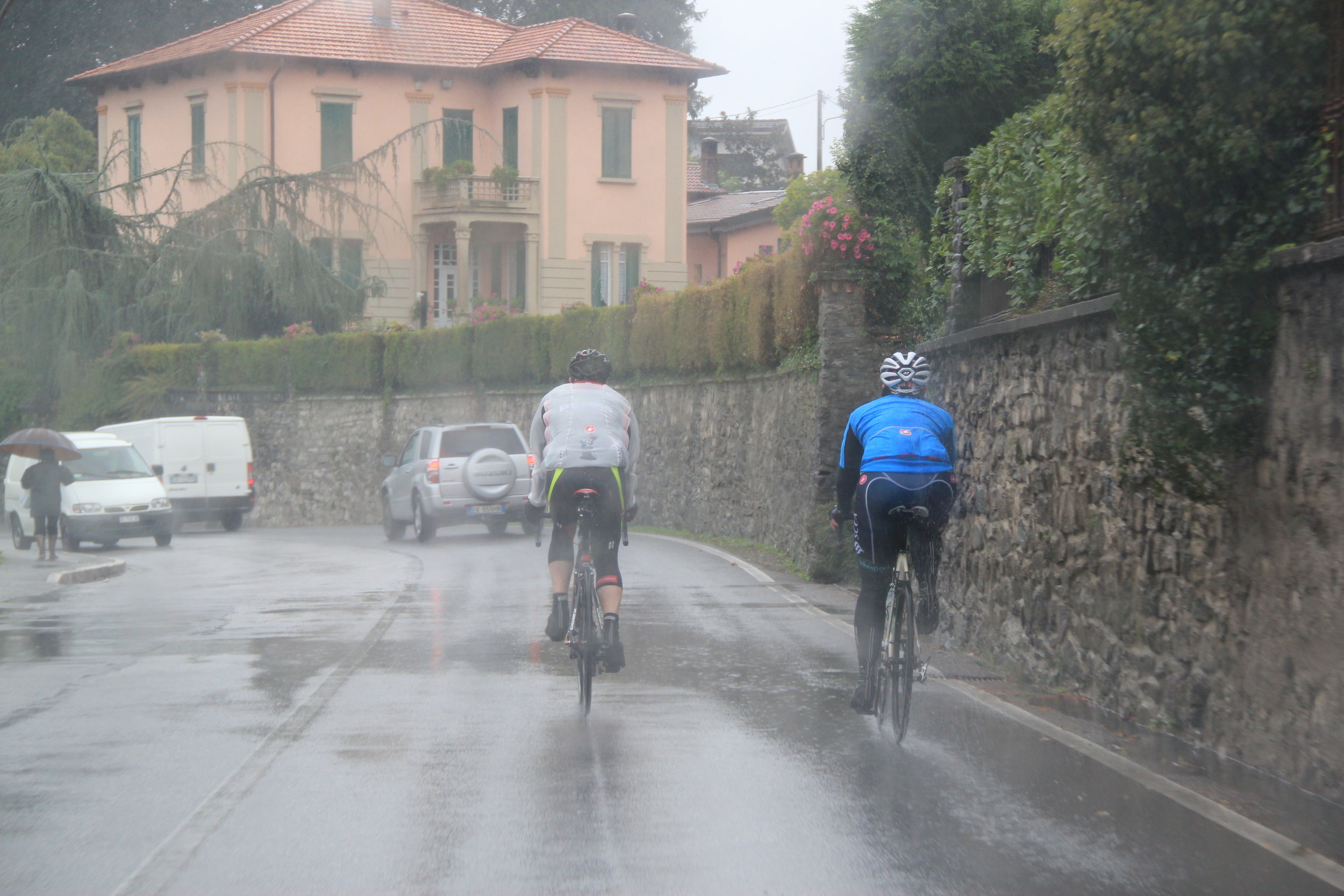 We do stupid things: riding to and up the Muro di Sormano in the cold rain, October 2015. Photo by Pez.