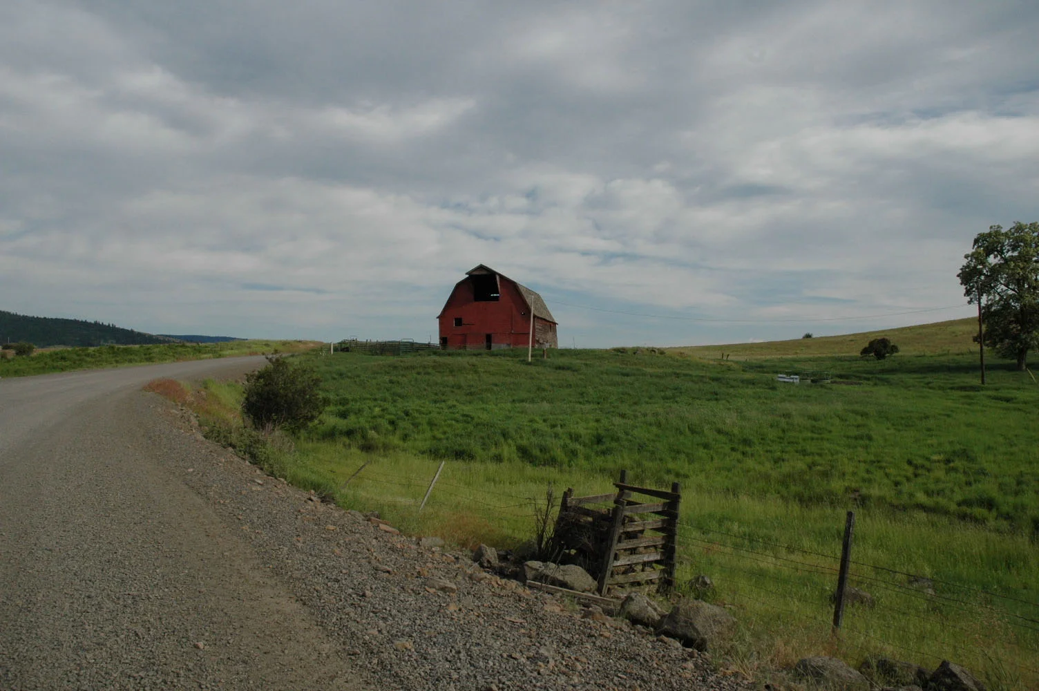 red barn on the road