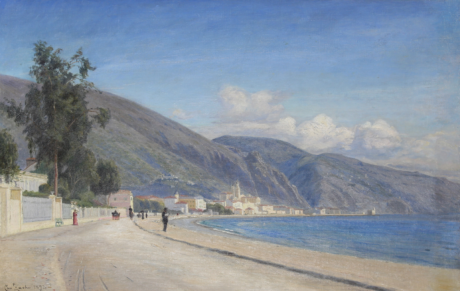 Christian Zacho (Danish 1843-1913) 'Coastal View from Menton, France'