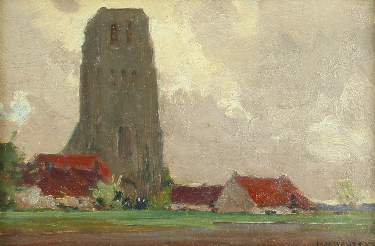John William Beatty, Rca, Osa (Canadian 1869-1941) 'Cathedral in Flanders, Onze-Lieve-Vrouwekerk, In Lissewege'