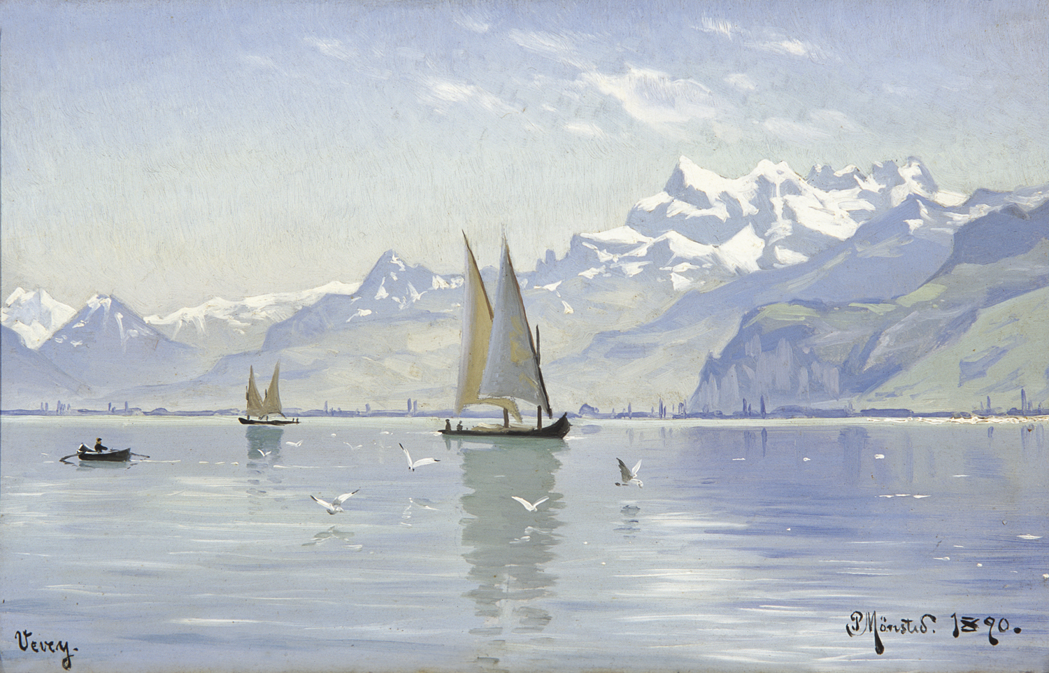 Peder M. Monsted (Danish 1859-1941) 'View of Lake, Vevey'