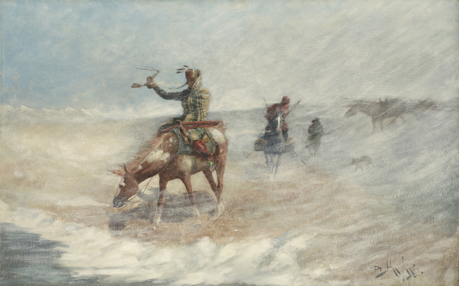 John Innes (Canadian 1863-1941) 'Braving the Blizzard'