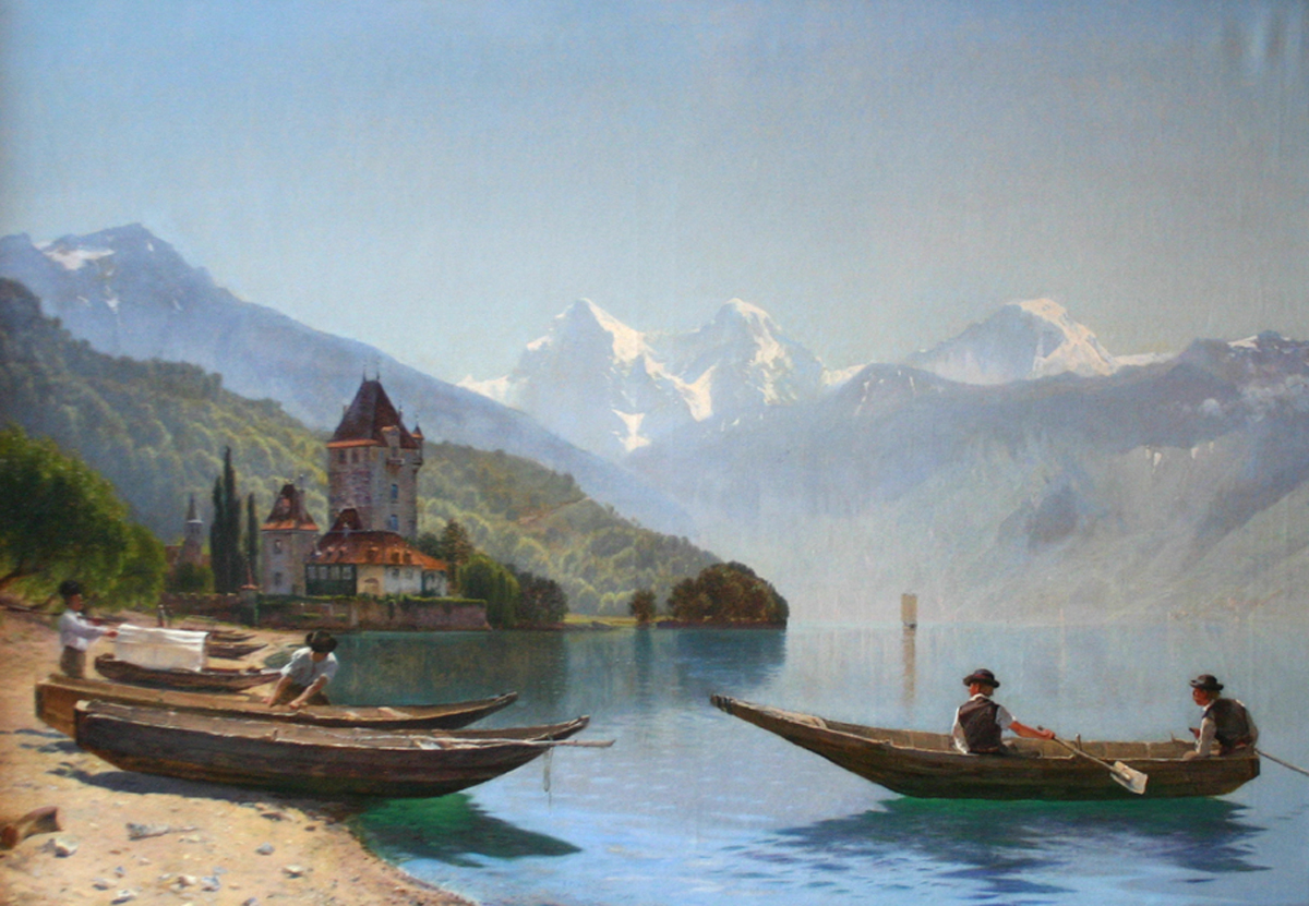 Godfred Christensen (Danish 1845-1928) 'By Thuner Lake, Switzerland'