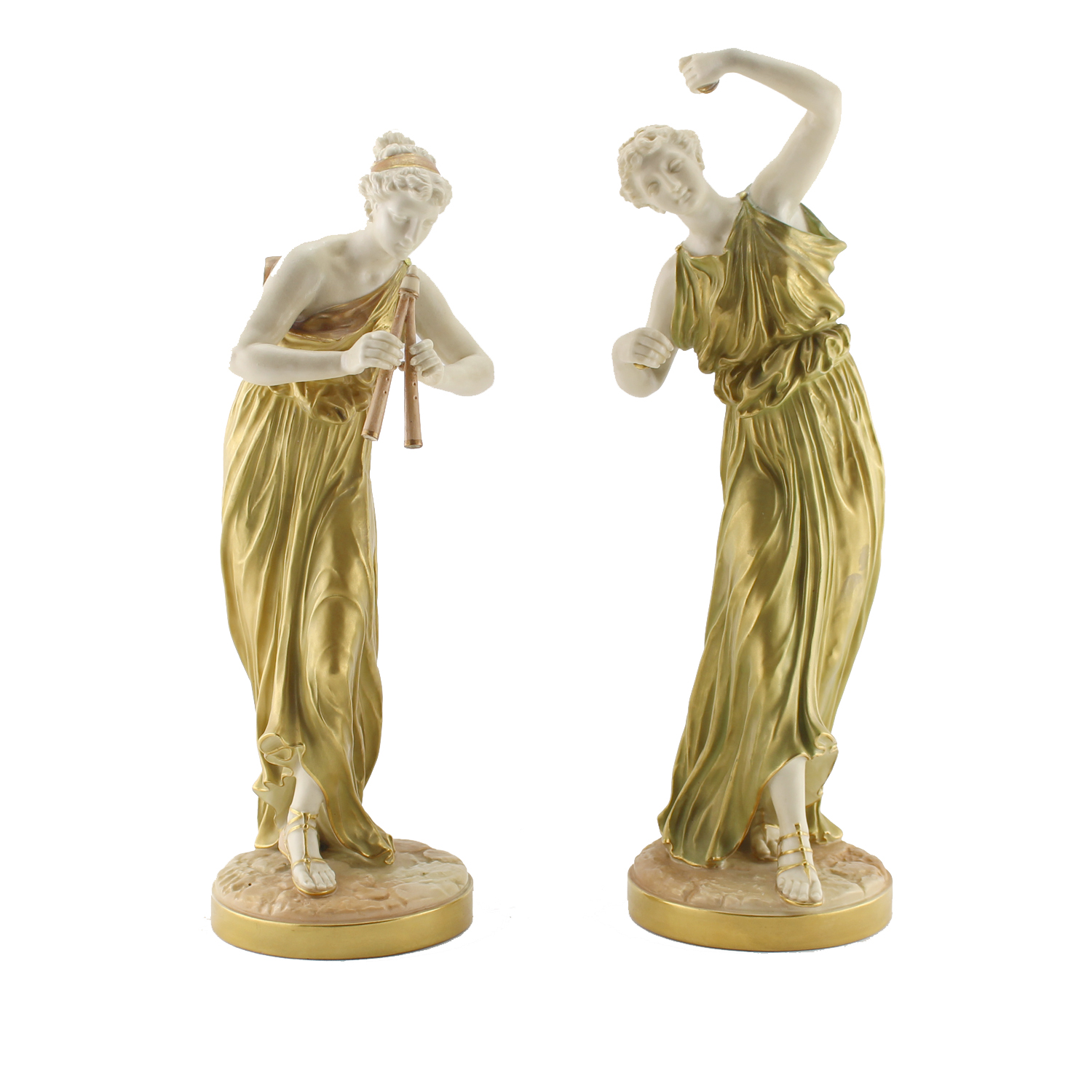 Royal Worcester Pair of Greek Figurines , Modelled by James Hadley, 1897