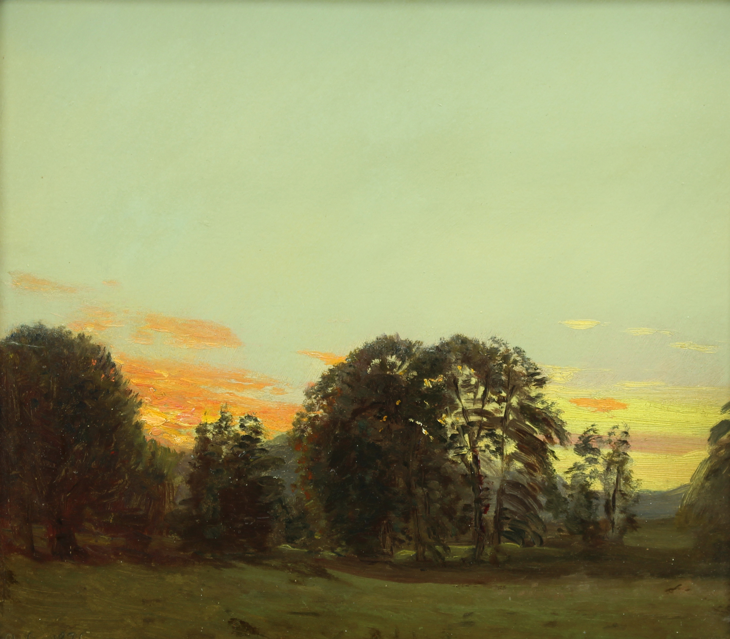 Godfred Christensen (Danish 1845-1928) 'Summer Evening with Sunset over a Forest'