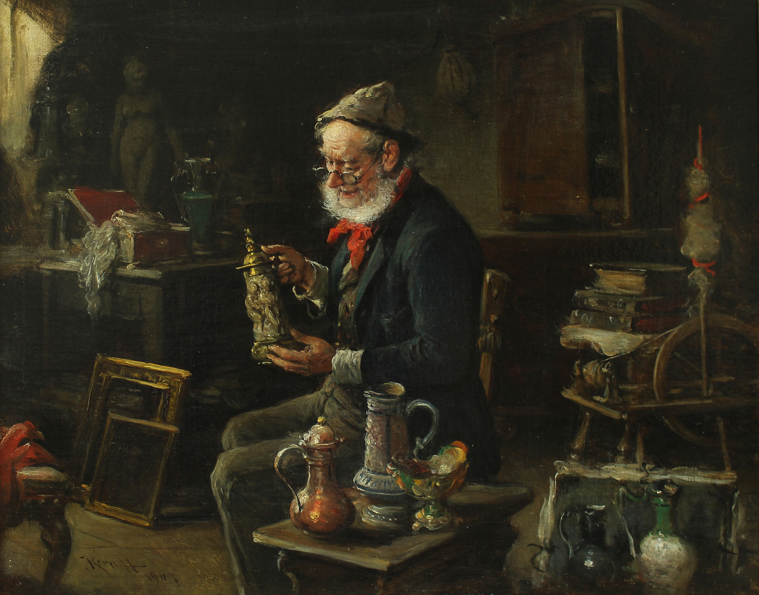 Hermann Kern (Hungarian 1839-1912) 'The Old Antiquarian'