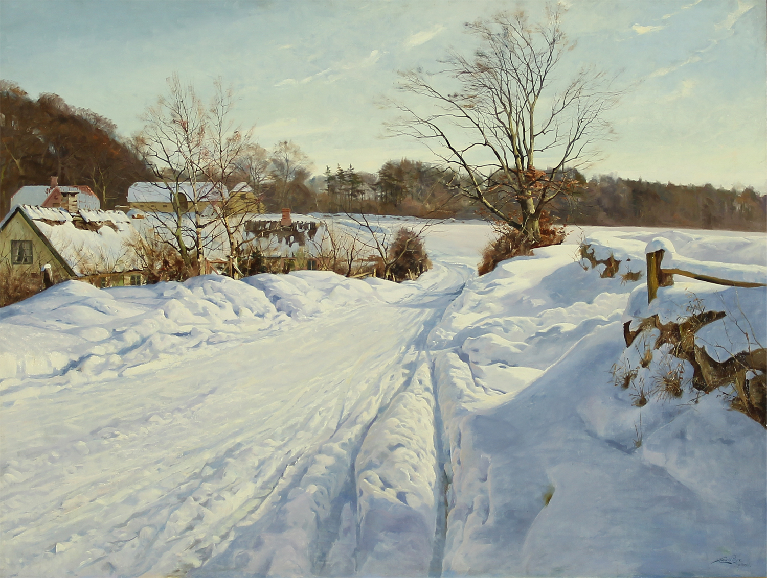 Harald Pryn (Danish 1891-1968) 'Snow Covered Landscape Near Søllerød, Zealand'