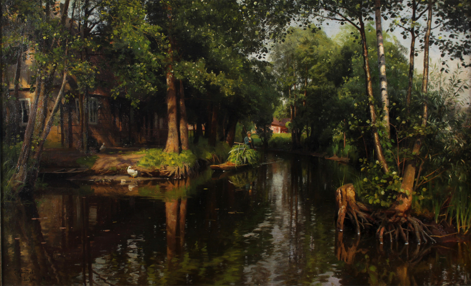 Peder M. Monsted (Danish 1859-1941) 'Summer's Day in the Spreewald'