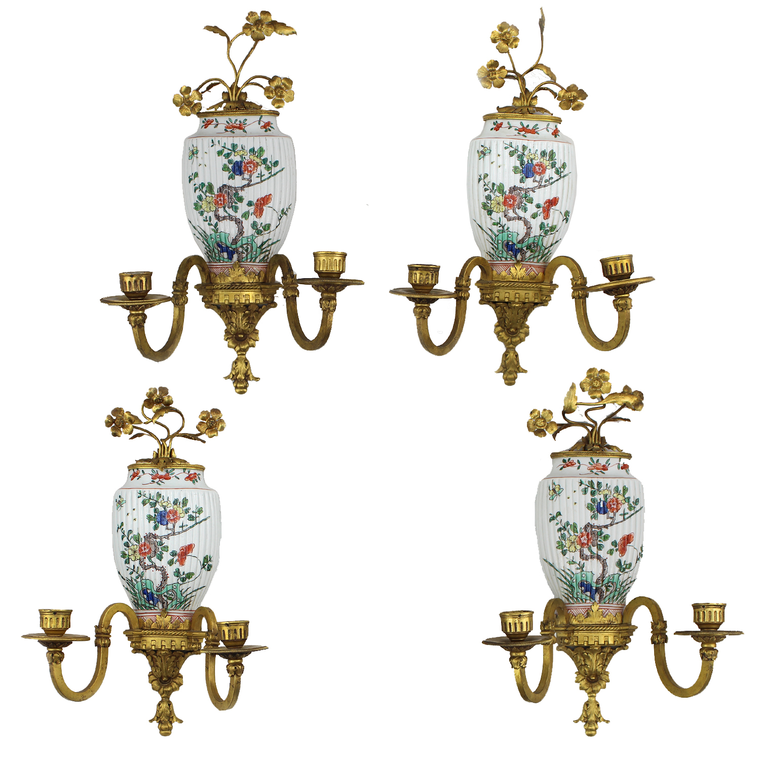 Set of four French late 19th century wall sconces