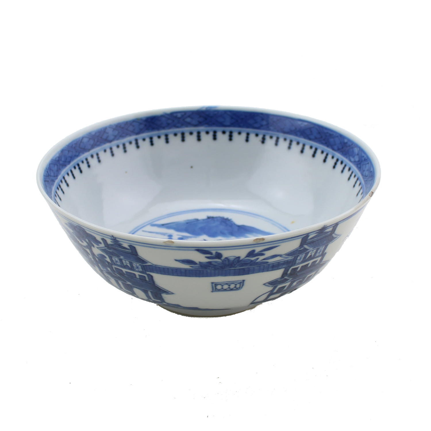 Chinese Blue and White Bowl, Depicting Landscape, circa 1800