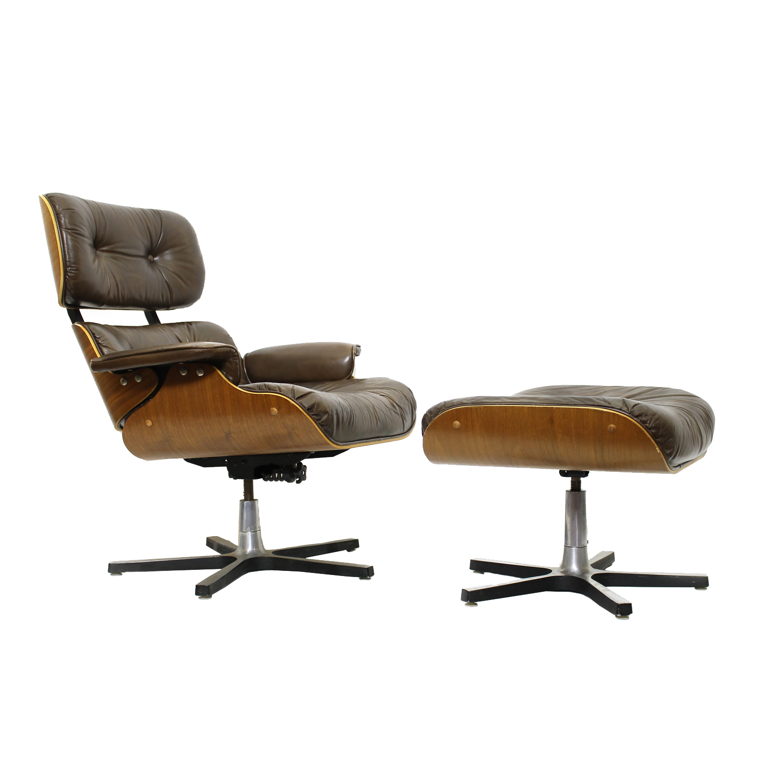 Vintage Canadian-Made Eames Style Lounge Chair and Ottoman, 1971