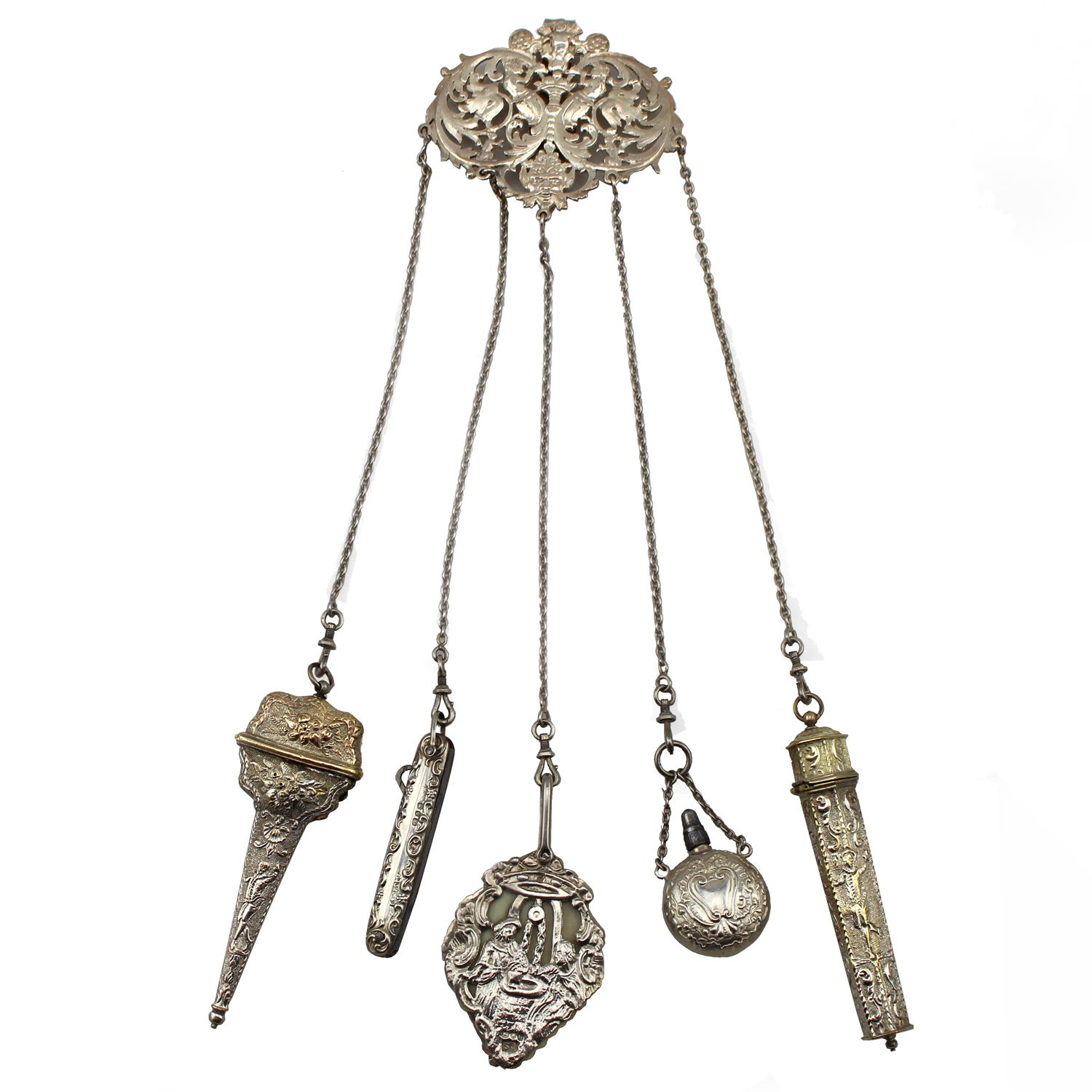 French Sterling Silver Chatelaine, Circa 1896