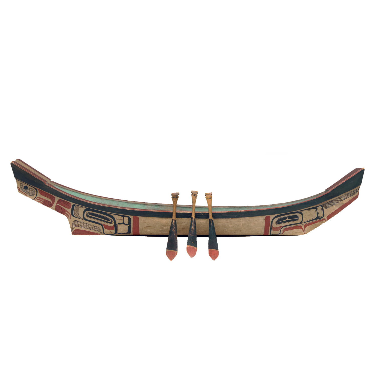 Superbly Carved and Painted Wooden Model Canoe, Haida Circa 1880