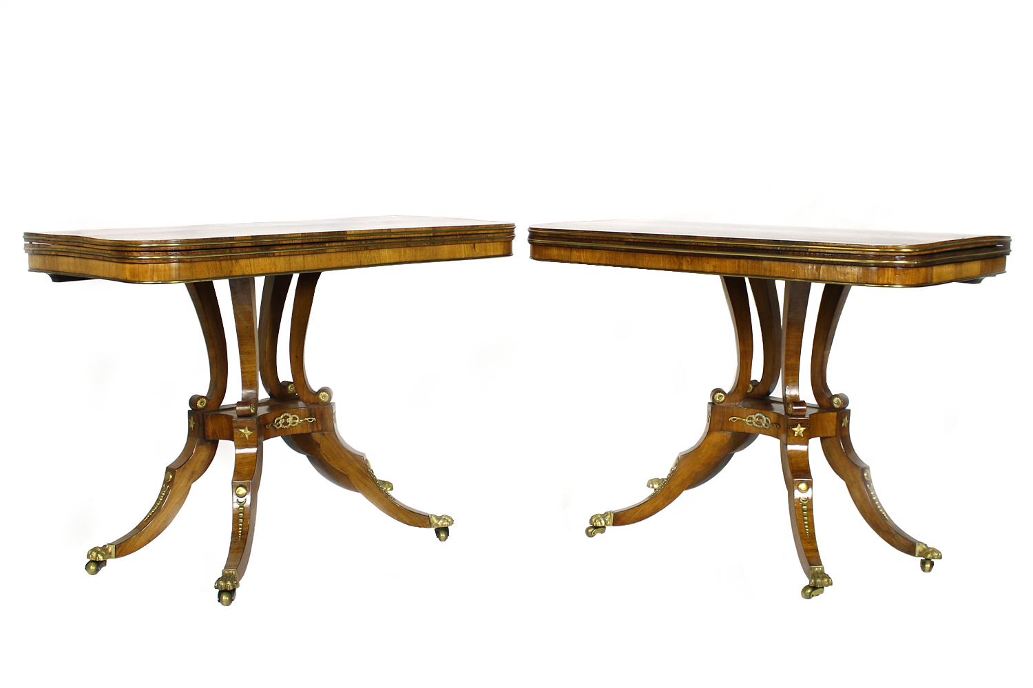 Pair of Georgian "D" End Hardwood Centre Pedestal Tables, English Circa 1815