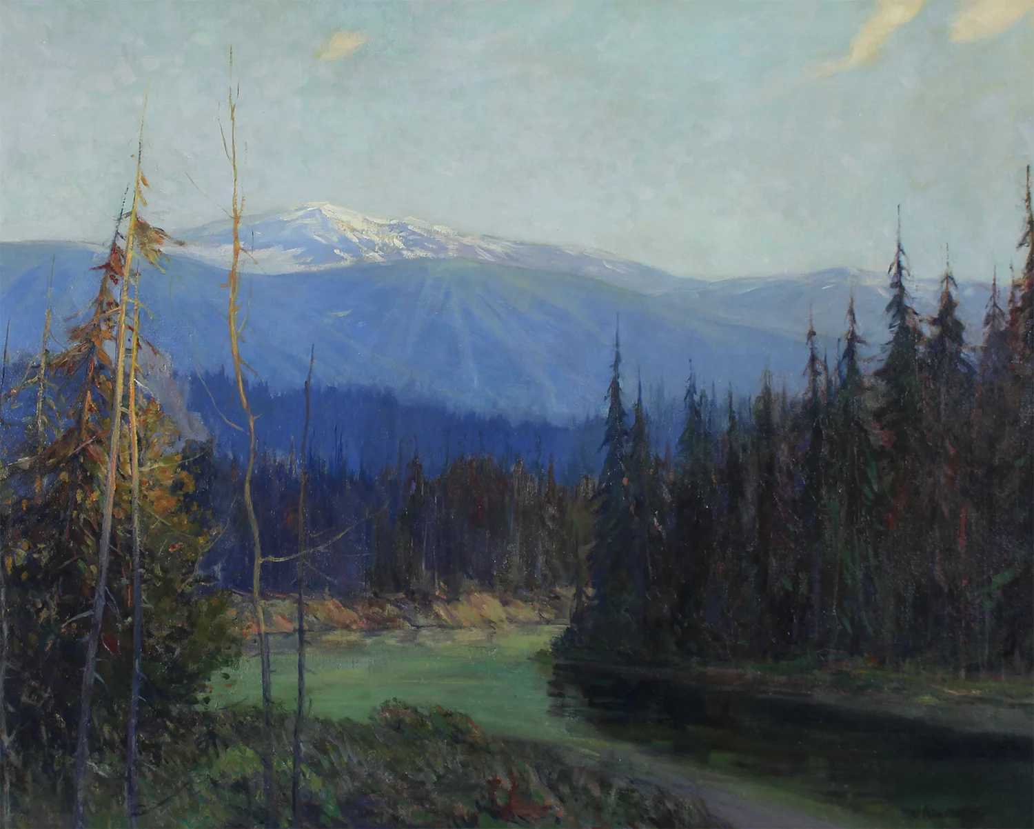 Historical Canadian painting by James Henderson (Canadian 1871-1951) Meeting of Two Rivers