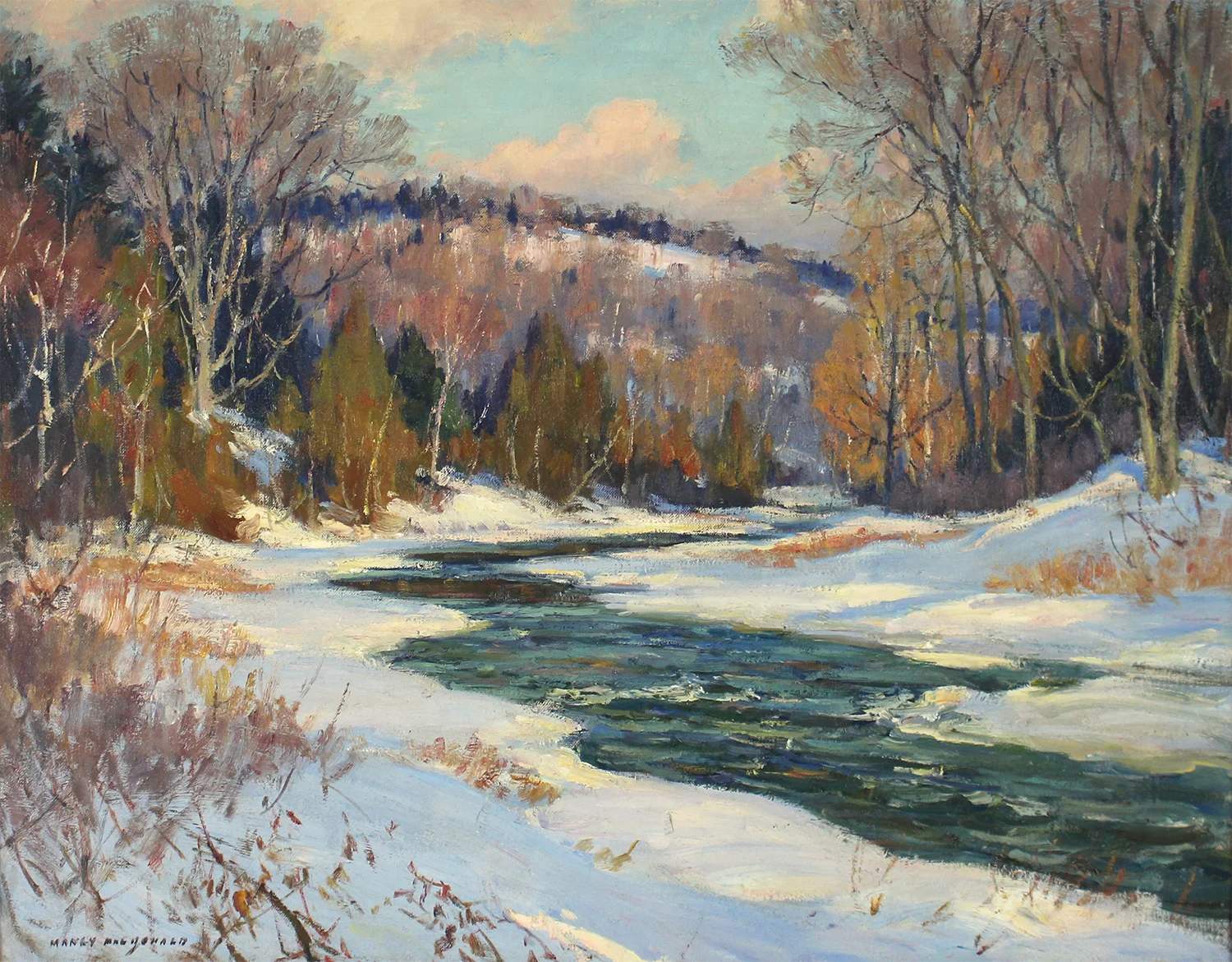 Historical Canadian painting by Manly Macdonald (Canadian 1889-1971) Winter Breakup on The Don