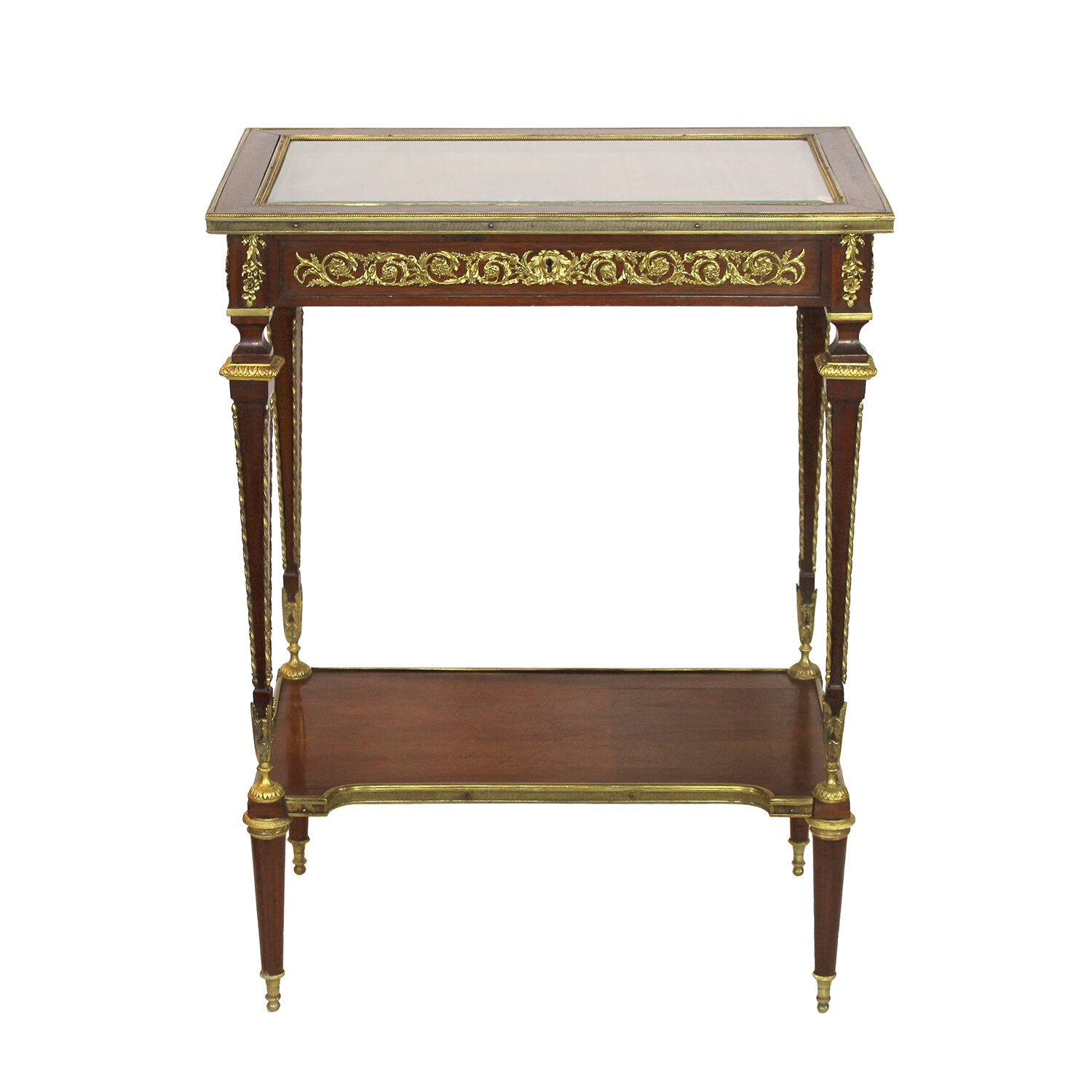 French Ormolu-Mounted Mahogany Vitrine Table, Late 19th Century