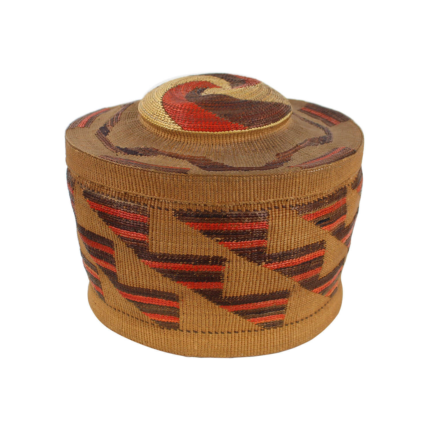 Tlingit Spruce Root Rattle Top Basket, Circa 1910
