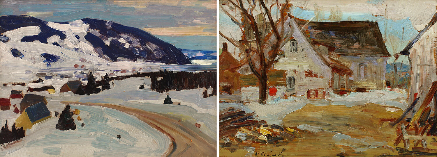 René Richard (Canadian 1895-1982) 'Quebec Village Scene In Winter & St.  Simeon, Baie St. Paul'