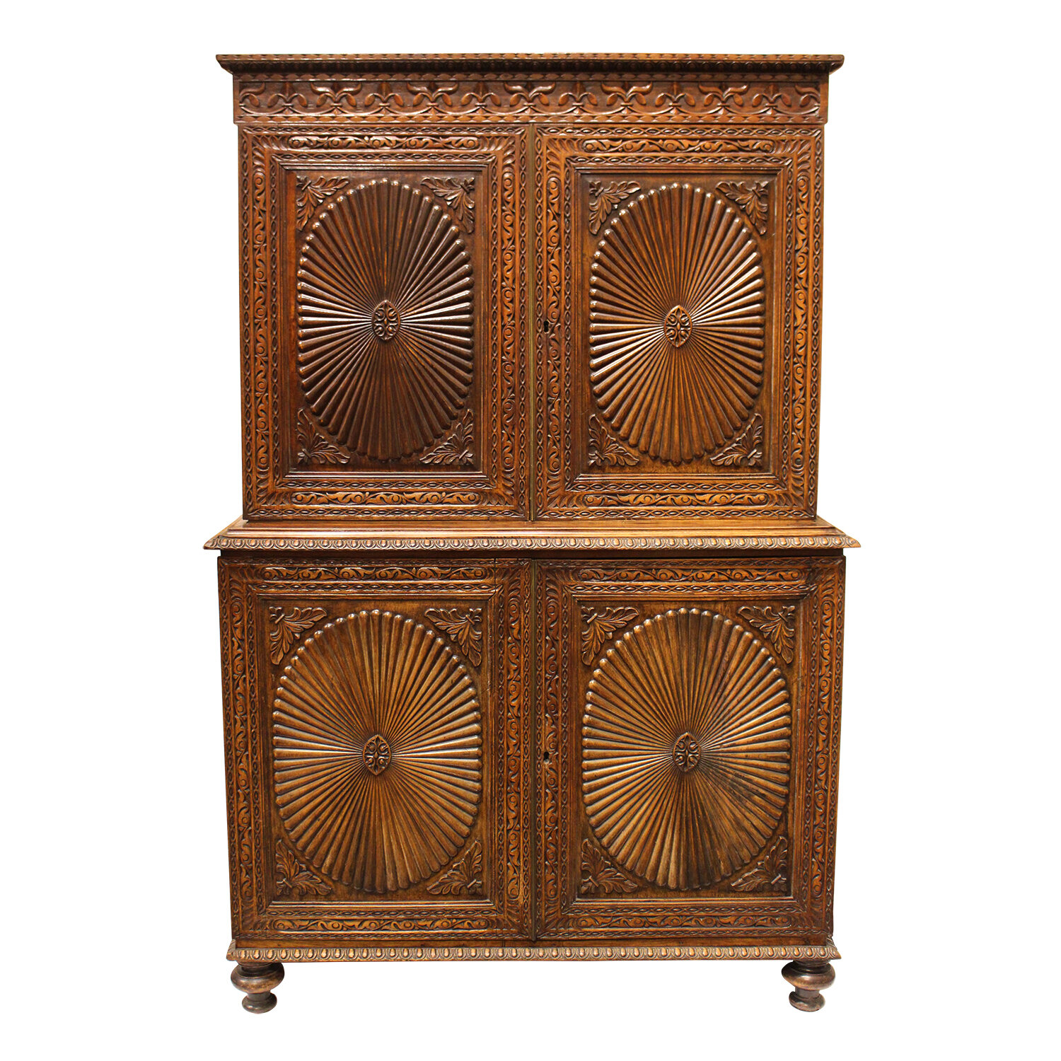 Anglo-Indian Padouk Wood Linen Press, late 19th century