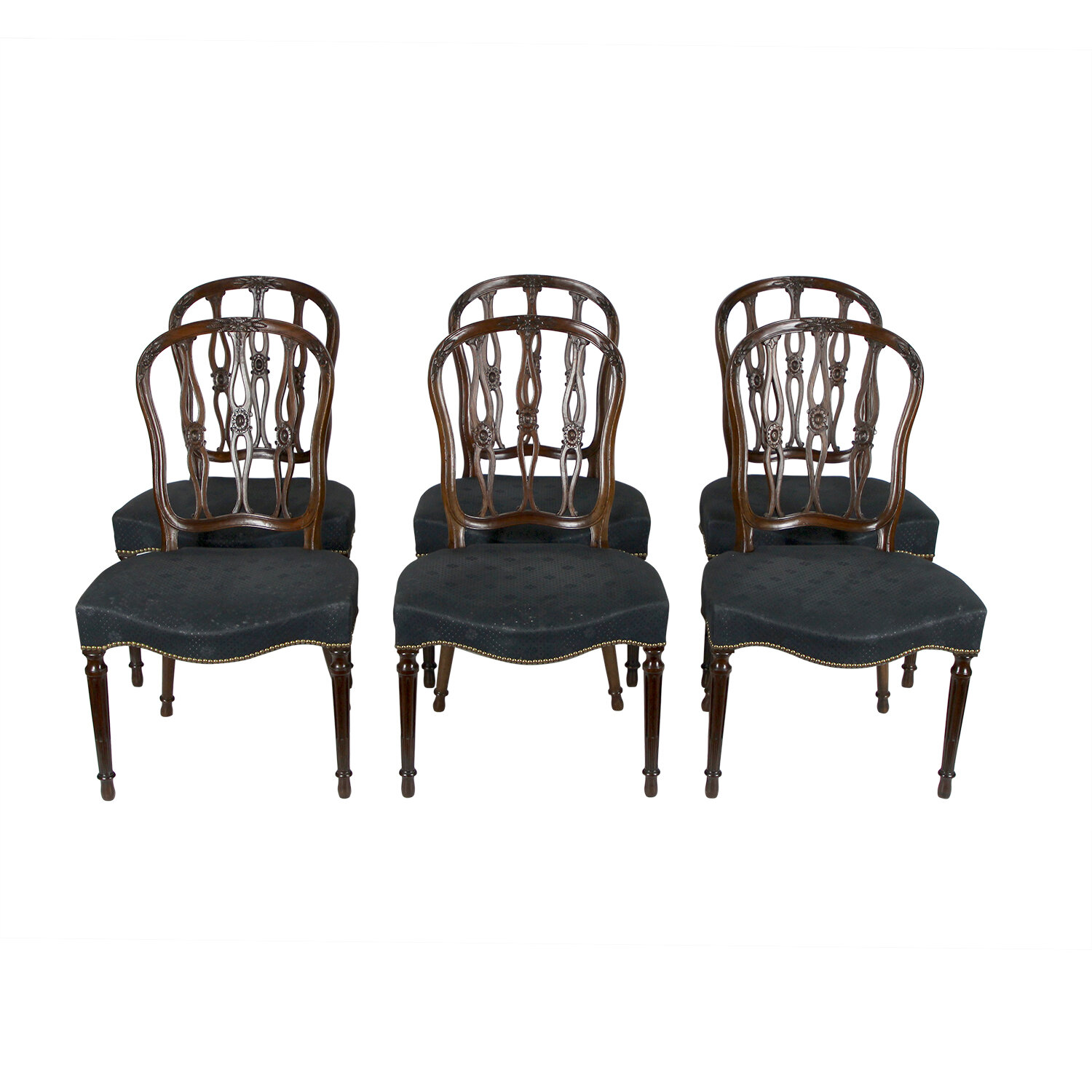 Set of Six George III Style Mahogany Chairs, English, 19th Century