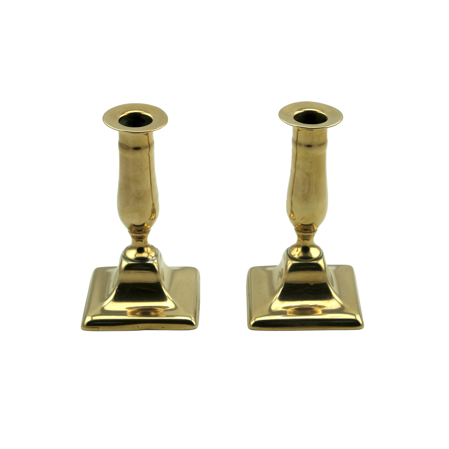 Pair of Brass Candlesticks with Baluster Shaped Stems, English, Circa 1790