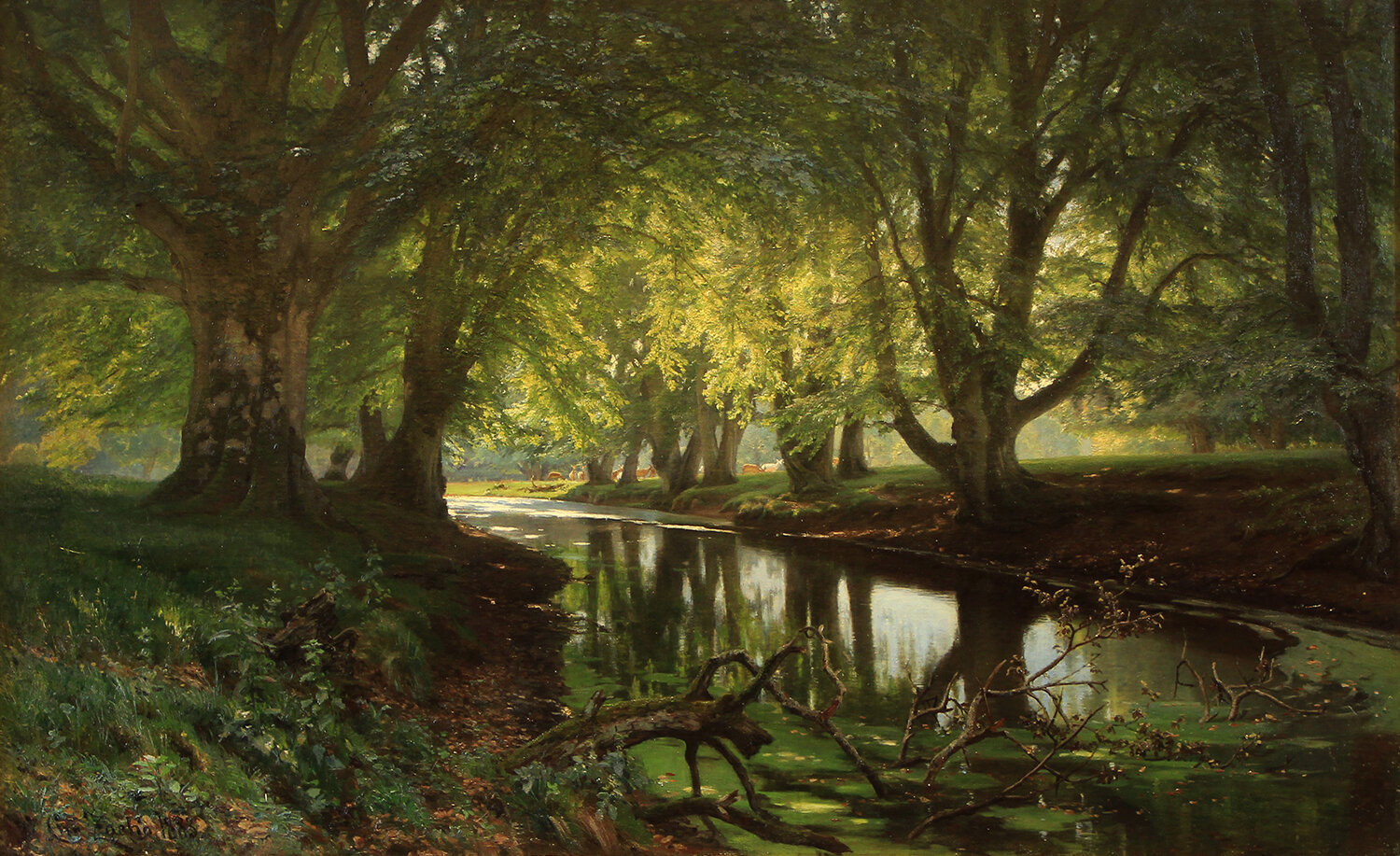 Christian Zacho (Danish 1843-1913) 'Still Water in Dyrehaven'