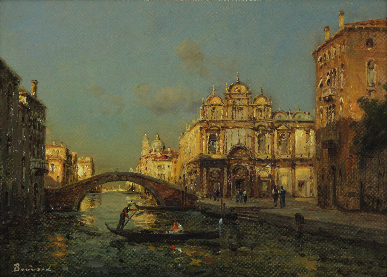 Auguste Bouvard/Marc Aldine (French 1882-1956) 'Canal Scene with View of La Scuola Grande Di San Marco'