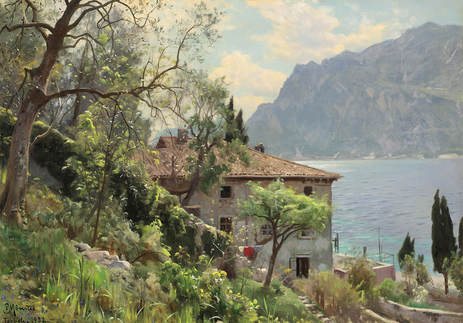 Peder M. Monsted (Danish 1859-1941) 'Torbole, Italy'