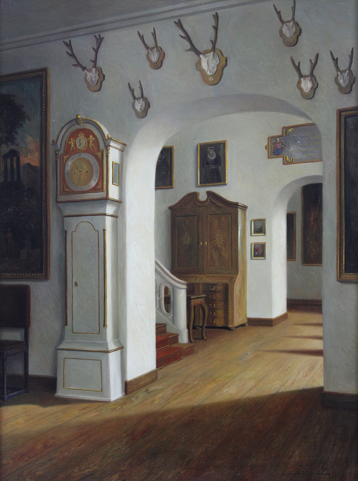 Christian Tilemann-Petersen (Danish 1874-1926)   Interior in the Ronningesogaard Manor on the Island of Fyn (Funen) Denmark 