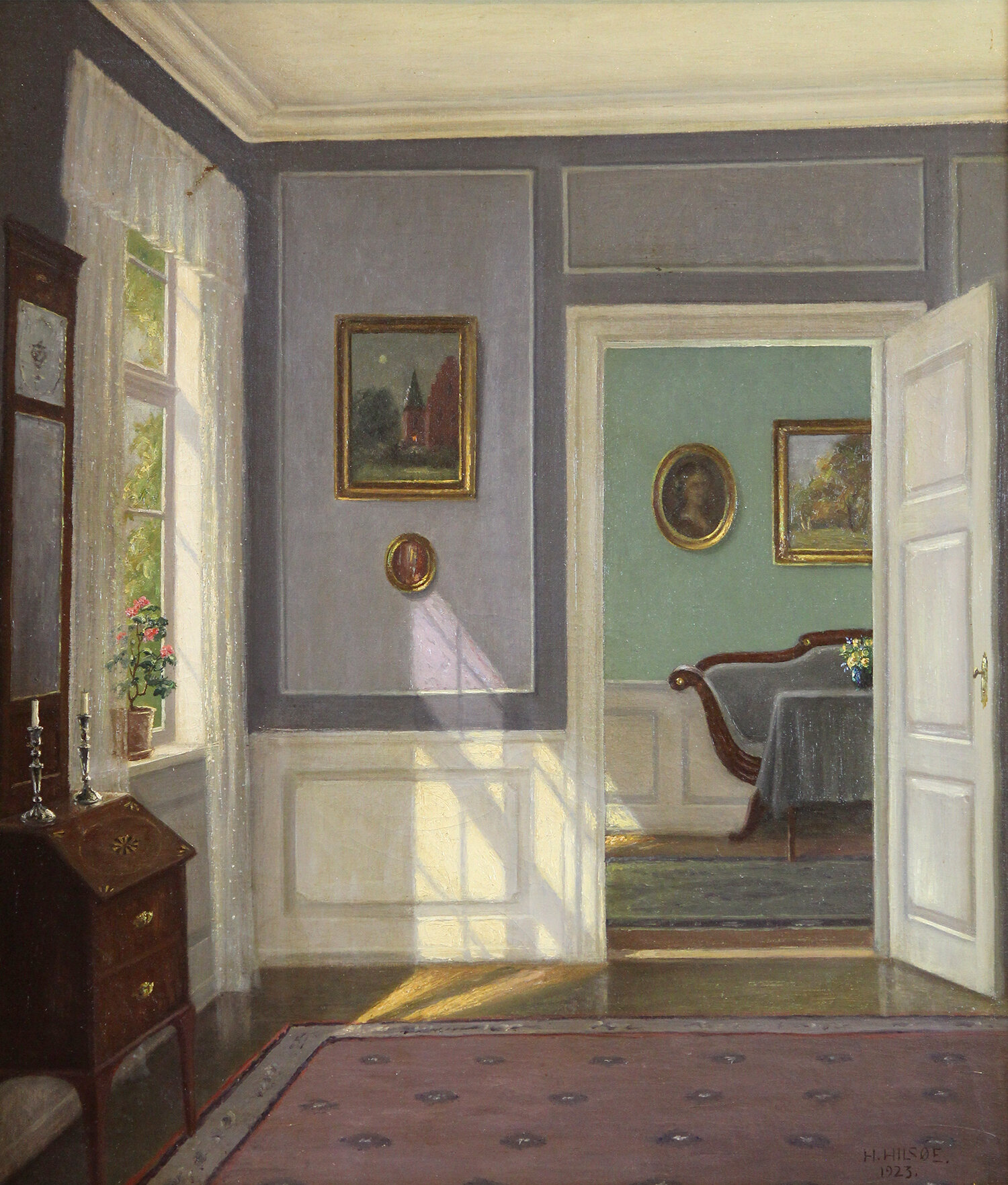 Hans Hilsoe (Danish 1871-1942) 'Sunlit Interior'