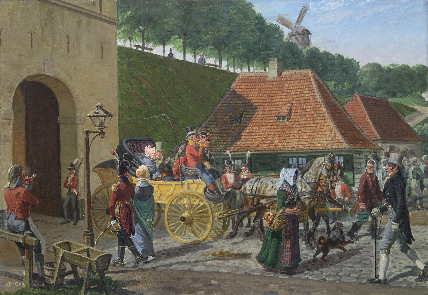 Rasmus Christiansen (Danish 1863-1940) 'Busy Day at Vesterport (The Western Gate) in Copenhagen'