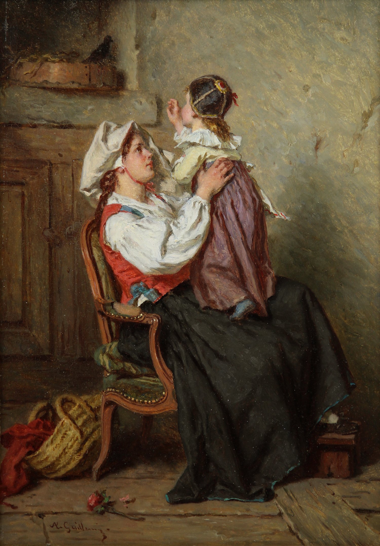 Alexandre-Marie Guillemin (French 1817-1880) 'The Pet Bird'