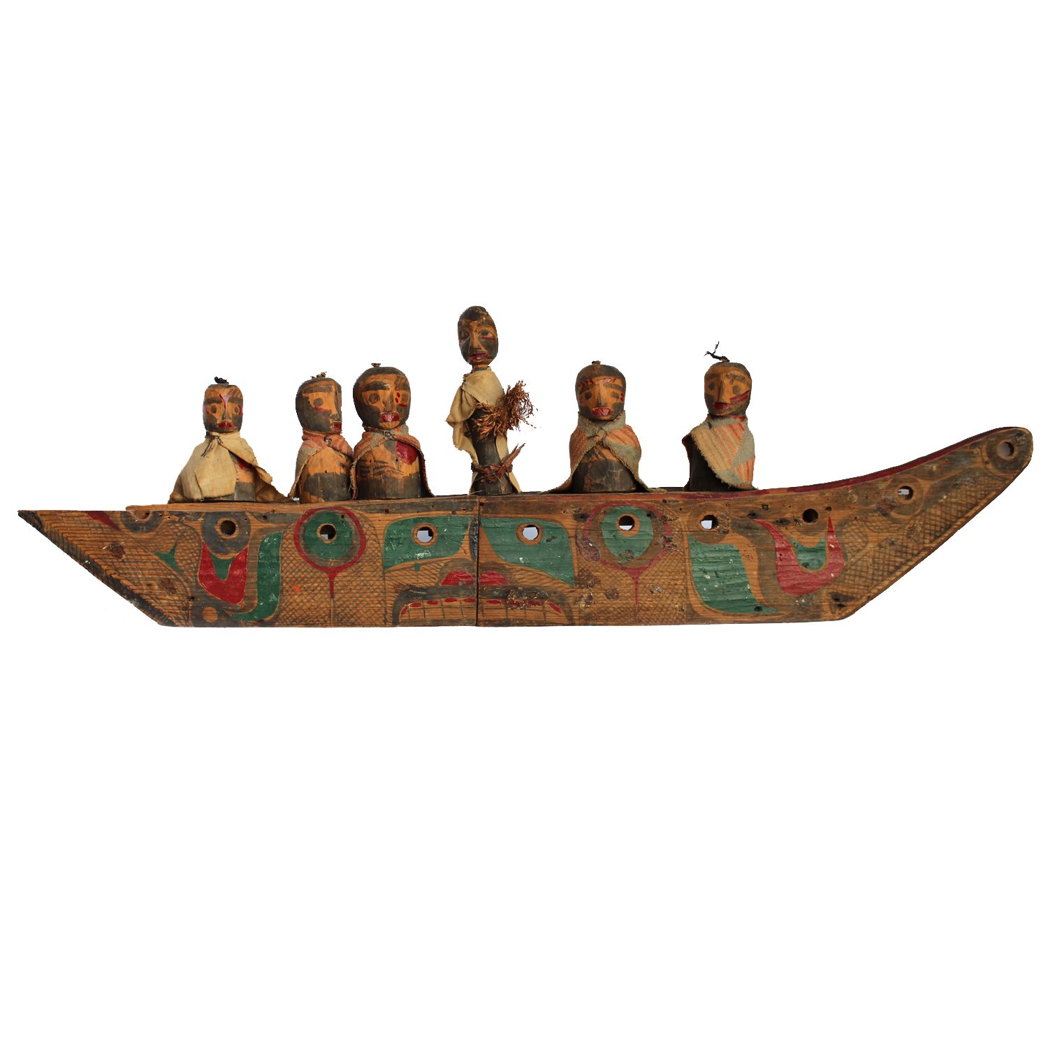 Kwakwaka'wakw Model Canoe with Six Figures, Circa 1900